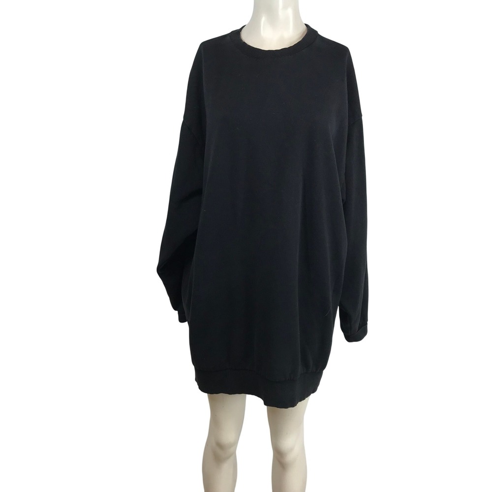 Weekday Womens Black Oversized Sweatshirt Dress Long Sleeve Crew Neck Small